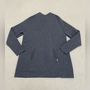Talbots Gray Merino Wool Shawl Sweater Sz Lp Open Front Pockets Cardigan Cozy